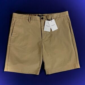 Men's Theory Chino Shorts Khaki Soft Sateen 36